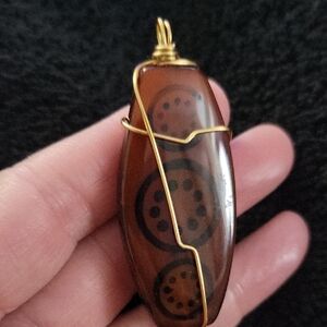 Artisan Brown Necklace with Gold Wire Accent